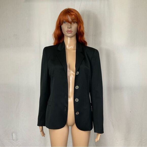 VTG Alan Austin Women's Black 100% Wool Classic Blazer Jacket Italy S - Picture 5 of 15